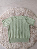 Slim-fit Short-sleeved Blouse Knitted T-shirt for Women Trendy Short-Sleeved Tee
