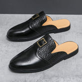 Summer Breathable Cool Fashion Slippers Pu Leather Dress Loafers Comfortable Men Casual Half Shoes