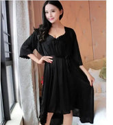 2 - piece Robe and Dress Ser Satin Sexy Lace Women's Dress Sleepwear - Zeprah