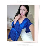2 - piece Robe and Dress Ser Satin Sexy Lace Women's Dress Sleepwear - Zeprah