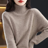 2025 Autumn - Winter Women's High Roll Neck Sweater Versatile Loose Knit Top - Outer Wear & Layering - Zeprah