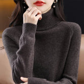 2025 Autumn - Winter Women's High Roll Neck Sweater Versatile Loose Knit Top - Outer Wear & Layering - Zeprah