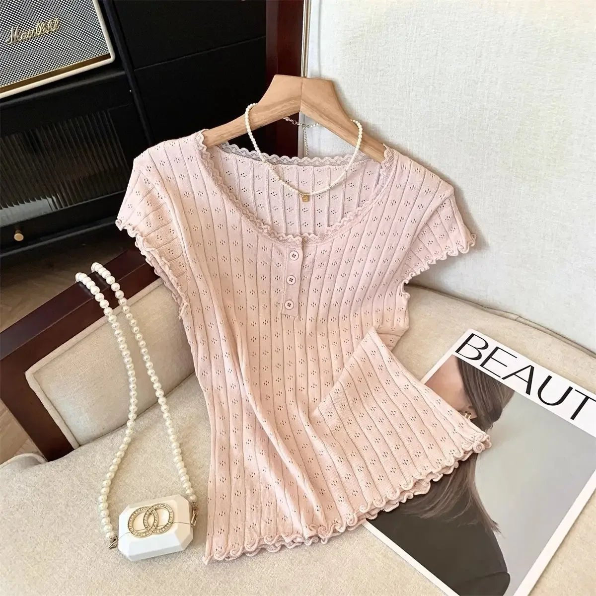 2025 Hot Selling Item Women's Clothing Short Sleeve Knitted Top Shipment Knitted Tops for Women Wholesale - Zeprah
