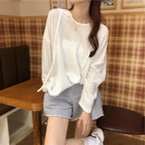 2025 Spring Autumn Women's New T-shirt Loose Lightweight Hooded Pullover Lazy Style Long - Sleeve Fashion Top - Zeprah