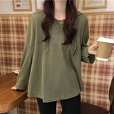 2025 Spring Autumn Women's New T-shirt Loose Lightweight Hooded Pullover Lazy Style Long - Sleeve Fashion Top - Zeprah