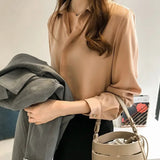 2025 Spring New Design Casual Shirt Elegant Solid Color Blouse Peasant Blouse Shirt - Zeprah