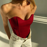 2025 Summer New Style Boned Corset Tank Top - Racerback Crop Cami for Outer Wear Bandeau Style - Zeprah