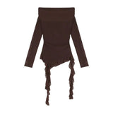 2025 Sweet Spicy Flounce Stitching One Shoulder Long - sleeved T-shirt Slim - fit Hot Girl Women's Top - Zeprah