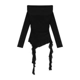 2025 Sweet Spicy Flounce Stitching One Shoulder Long - sleeved T-shirt Slim - fit Hot Girl Women's Top - Zeprah