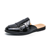 Leather Monk Strap Loafers Shoes Breathable Summer Casual Men Half Shoes