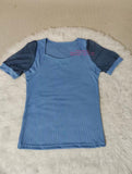 Summer Women Square V Neck T-Shirt Glitter Mesh Puff Short Sleeve Tops Solid Color Slim Blouse Elegant Ladies Daily Wear Tees