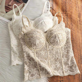 French Lace Camisole with Pad Suspender Fishbone Girl Sexy Lace Seamless Vest Push up Fishbone Bra