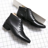 Lace up Pointed Toe Real Leather Dress Shoes Classic Design Black Brown Wedding Formal Leather Ankle Boots for Men