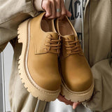 Classic Fashion Thick Sole Chunky Dress Shoes Men Round Toe Derby Formal Lace up Wedding Footwear