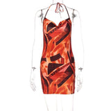Printed Hip Wrap Dress Halter Sheath Dress Best-selling Cami Dress
