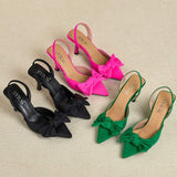 Bow Talon Haut Pointed Toe Slingack Female Shoes Sandals Elegant Heels Mules for Women