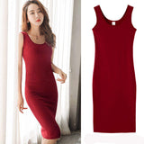 Women U Neck Sleeveless Tank Midi Dress Soft Knit Basic Solid Color Casual Loose Long Dress Multiple Colors