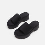 Trendy Black Chunky Platform Sandals - Comfortable Hot Selling Straw Sandals