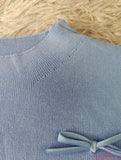 Bow Crop Top Fashionable Tops for Women Short-sleeved Knitwear