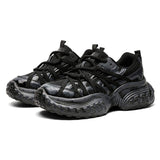 Futuristic Metallic Lightweight Sneakers Breathable Mesh Running Shoes Chunky Cushioned Sole Durable Traction Gym Walking Shoes