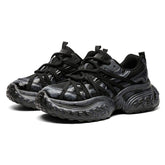 Futuristic Metallic Lightweight Sneakers Breathable Mesh Running Shoes Chunky Cushioned Sole Durable Traction Gym Walking Shoes