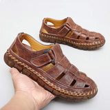 Comfortable Fashion Design Buckle Strap Summer Beach Slippers Pure Leather Sandals Shoes for Men