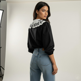 Turn-down Collar Blouse Single-breasted Long - Sleeved Shirt Puff Sleeve Woman's Shirt