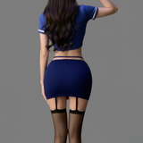 Two-piece Set with Hat Flight Attendant Uniform with Hat Sexy Costume Uniform Sexy Lingerie Set