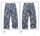 2026 Vintage Breathable Casual Distressed Washed Men's 2-piece Set Embroidered Solid Jacket and Straight Pants Men's Sets