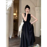 French Retro Sleeveless Dress Women's Summer New Design Sense High Waist Slim-Fit Long Dress
