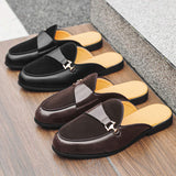 Faux Suede Leather Dress Shoes Backless Mules Comfortable Classic Summer Men Casual Half Loafers Shoes