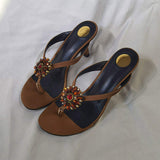 Stylish High Heel Blue Flip Flop Sandals for Women - Sexy Open Toe Unique Design