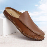 Summer Comfortable Durable Full Grain Leather Sandals Hot Selling Good Quality Original Cowhide Leather Slippers