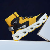 Men Lightweight High Top Sock Fit Running Shoes with Hollow Midsole Breathable Knit Upper Tpu Support and High Traction Outsole