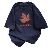 Men Maple Leaf Graphic Print T Shirt Crew Neck Loose Casual Short Sleeve Streetwear Tops