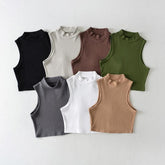 Hot Sale Fashion Casual Sleeveless Women's Round Neck Summer Sports Tank Top Wire-Free Crop Camisoles