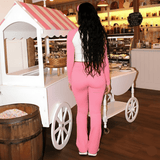 3 - Piece Fold Over Flared Pants & Full Sleeve Top , Gym and Lounge Wear (Waterproof, Autumn)Women's High Stretch Contrast Color Yoga Set - Zeprah