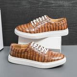 Pattern Lace up Yellow Black Comfortable Leisure Daily Casual Shoes for Men