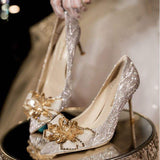 Wedding Chaussure Fashion Crystal Rhinestone Luxury High Covering Stiletto Gold Heels for Women