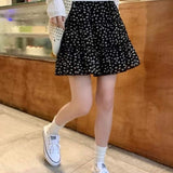 Boho Floral Print Tiered Ruffle Mini Skirt Women's Casual High Waist Layered Chiffon Skirt for Summer