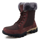 Warm Plush Calf Midi Boots Plus Size Waterproof Leather Snow Rain Windproof Hiking Boots for Men