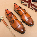 Premium Brown PU Leather Men Formal Shoes Elegant Toe Cap Design Adjustable Buckle Dress Shoes for Men Business Casual Wedding