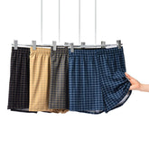 Men Polyester Plaid Boxer Shorts Elastic Waist Loose Casual Home Underwear Multiple Colors