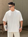 Men's Relaxed Fit Geometric Paneled T-Shirt, Casual Breathable Short Sleeve Crew Neck Tee