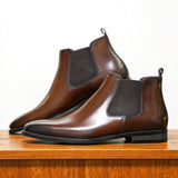 PU Leather Ankle Boots Pointed Toe Durable Classy Design Casual Men Boots