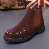 Genuine Leather Material Formal Dress Shoes All Seasons Winter Flat Ankle Boots for Men