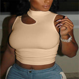Off-shoulder Vest Slim-fit Women Elastic Sleeveless Vest Gym Sport Fashion Cami Tank Top