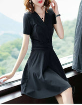 Slim-fit Wrap Dress V-neck A-line Dress Modern Empire Waist Dress