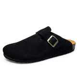 Round Toe Genuine Leather Summer Women Sandals Unisex Durable Classic Men Original Leather Slippers