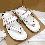 Women's Flat Roman Sandals Buckle Strap Toe-Post Versatile Slide Slippers